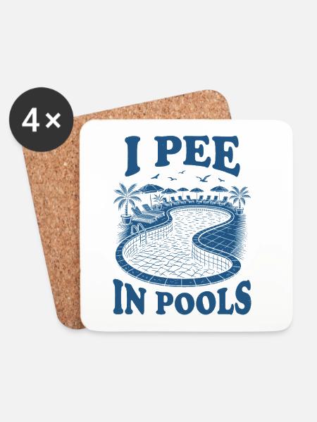 Ich pinkle in Pools - Untersetzer (4er-Set) - Weiß