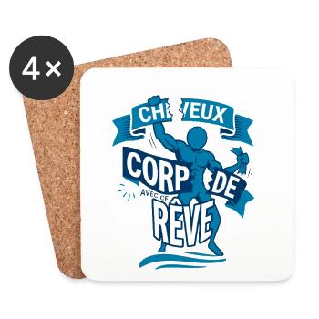 Chauve Et Musclé Corps De Rêve Humour - Dessous de verre (lot de 4) - blanc - Devant