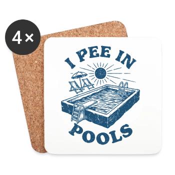 Ich pinkel in Pools Pool-Humor - Untersetzer (4er-Set) - Weiß - Vorne