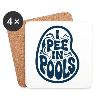Pee in Pools Retro Pool Tee - Untersetzer (4er-Set) - Weiß - Vorne