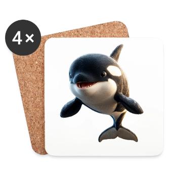 Orca Schwertwal Wal Killerwal Meerestiere Orcas - Untersetzer (4er-Set) - Weiß - Vorne
