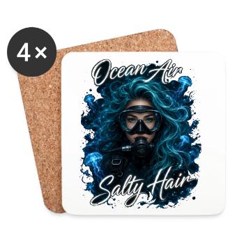 Ocean Air Salty Hair Tauchen Meer Quallen - Untersetzer (4er-Set) - Weiß - Vorne