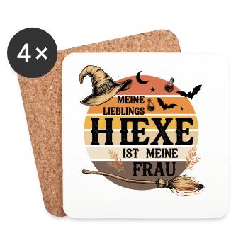  Meine Lieblingshexe Ist Meine Frau Hexe Halloween - Untersetzer (4er-Set) - Weiß - Vorne