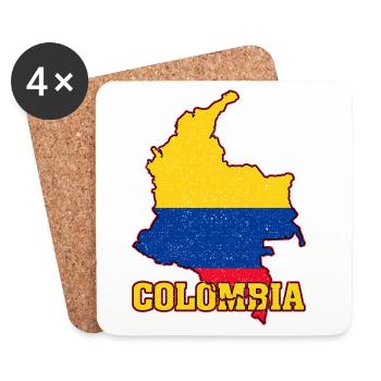 Colombian Flag Colombia Land Map - Coasters (set of 4) - white - Front
