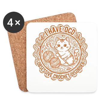 I Have OCD Obsessive Crochet crochet lover, - Coasters (set of 4) - white - Front