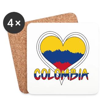 Patriotisches Herz Liebe Kolumbianische Flagge Kolumbien - Untersetzer (4er-Set) - Weiß - Vorne