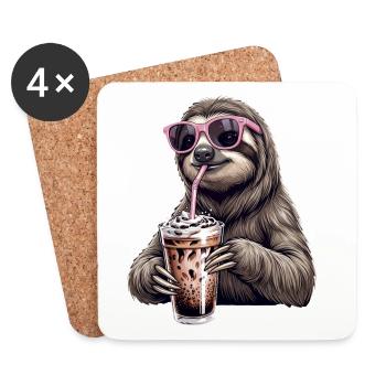 Faultier Eiskaffee  - Untersetzer (4er-Set) - Weiß - Vorne