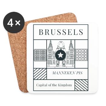 Brussels Manneken Pis Scene - Coasters (set of 4) - white - Front