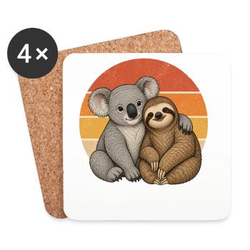 Koala und Faultier - Untersetzer (4er-Set) - Weiß - Vorne