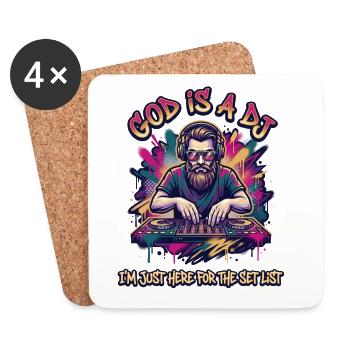 Gott ist ein DJ – Setlist-Vibes - Untersetzer (4er-Set) - Weiß - Vorne