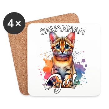 Savannah Cat Mädchen Savannah Katze - Untersetzer (4er-Set) - Weiß - Vorne