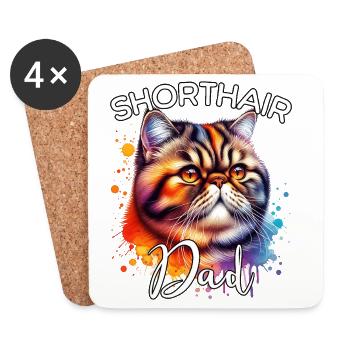 Exotic Shorthair Cat Dad - Coasters (set of 4) - white - Front