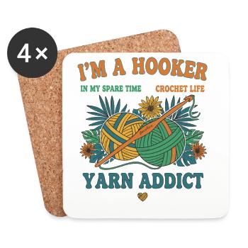 Drôle d’amoureuse du crochet, je suis accro au fil - Dessous de verre (lot de 4) - blanc - Devant