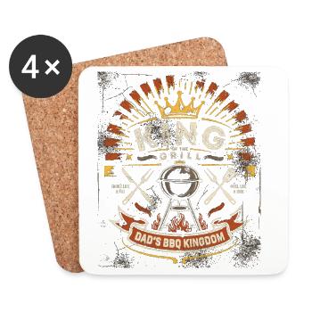King of the Grill: Dad's BBQ Kingdom - Untersetzer (4er-Set) - Weiß - Vorne