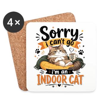 Hauskatze kuschelt sich in Decke und Becher. - Untersetzer (4er-Set) - Weiß - Vorne