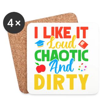 Pre K Teacher Loud Chaotic & Dirty Kindergarten - Untersetzer (4er-Set) - Weiß - Vorne