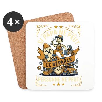 Si Papa Ne Peut Le Réparer Humour Rétro - Dessous de verre (lot de 4) - blanc - Devant