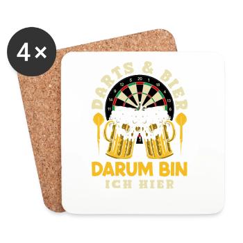 Lustige Darts Sprüche Darts Geschenke - Untersetzer (4er-Set) - Weiß - Vorne