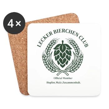 Lecker Bierchen Club Official Member - Untersetzer (4er-Set) - Weiß - Vorne