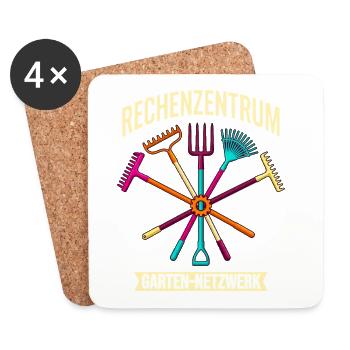 Rechenzentrum Garten Netzwerk lustig Gärtner - Untersetzer (4er-Set) - Weiß - Vorne