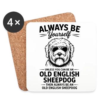Bobtail Dictons, plaisanterie, vieil chien de berger anglais cadeau - Dessous de verre (lot de 4) - blanc - Devant
