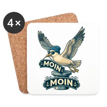 Coole Möwe Moin Moin Norddeutschland - Untersetzer (4er-Set) - Weiß - Vorne