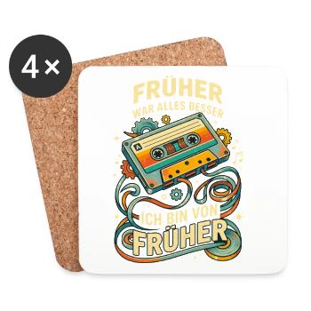 Retro Kassette Früher war alles besser - Untersetzer (4er-Set) - Weiß - Vorne