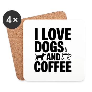 Ich liebe Hunde und Kaffee - Untersetzer (4er-Set) - Weiß - Vorne