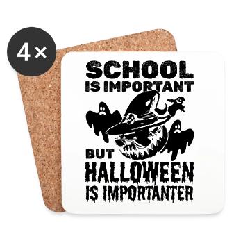School is important but Halloween is importanter - - Untersetzer (4er-Set) - Weiß - Vorne