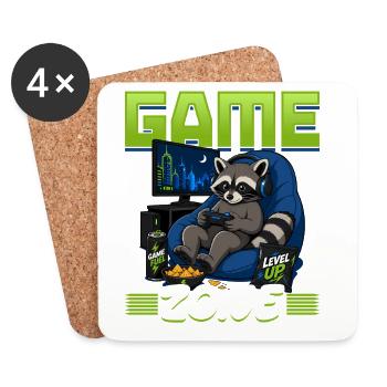 Gamer Gaming Raccoon Video Game - Untersetzer (4er-Set) - Weiß - Vorne