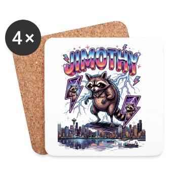 JIMOTHY Waschbär Retro - Untersetzer (4er-Set) - Weiß - Vorne