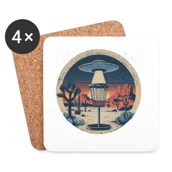 Disc Golf Putter UFO Korb Retro Vintage Wüste Nach - Untersetzer (4er-Set) - Weiß - Vorne