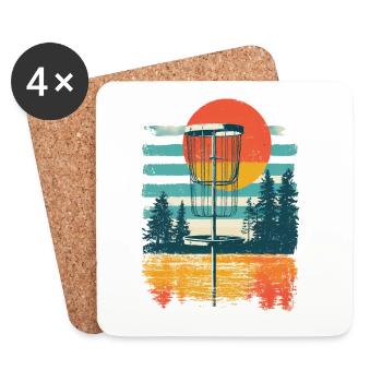 Basket And Chains Disc Golf Starter Sets - Untersetzer (4er-Set) - Weiß - Vorne