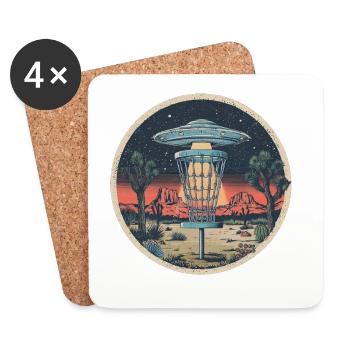 Disc Golf Discs UFO Retro Vintage Desert Basket - Coasters (set of 4) - white - Front