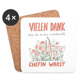 Chefin Abschied Jobwechsel Rente - Untersetzer (4er-Set) - Weiß - Vorne