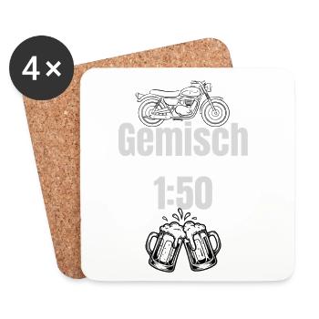 Gemisch Motorrad Bier 1:50 - Untersetzer (4er-Set) - Weiß - Vorne