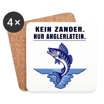 Anglerlatein Spruch – Zander Angler Motiv - Untersetzer (4er-Set) - Weiß - Vorne