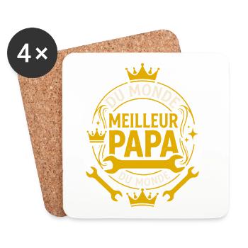 Meilleur Papa Du Monde Bricoleur Rétro - Dessous de verre (lot de 4) - blanc - Devant