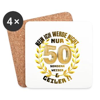 50_Geburtstag_Lustiger Spruch - Untersetzer (4er-Set) - Weiß - Vorne