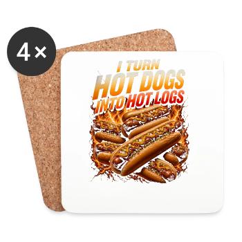 Ich verwandle Hotdogs in heiße Holzscheite (Lustig - Untersetzer (4er-Set) - Weiß - Vorne