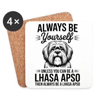 Lhasa Apso Drôle, Cadeau Lhasa Apso - Dessous de verre (lot de 4) - blanc - Devant