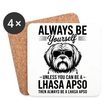 Lhasa Apso Drôle, Cadeau Lhasa Apso - Dessous de verre (lot de 4) - blanc - Devant