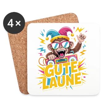 Gute Laune Karneval Fasching Karnevalskostüm Alaaf - Untersetzer (4er-Set) - Weiß - Vorne