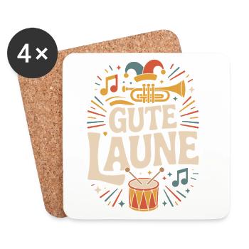 Gute Laune Karneval Fasching Karnevalskostüm Alaaf - Untersetzer (4er-Set) - Weiß - Vorne