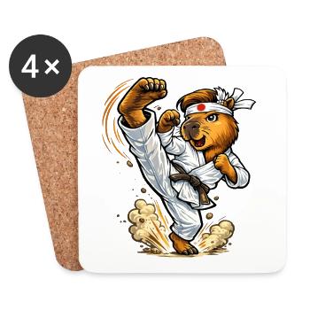 Cute Capybara Does Karate - Coasters (set of 4) - white - Front