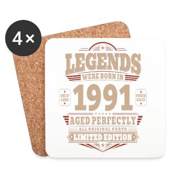 35th Birthday Gift Husband 1991 Vintage Retro - Coasters (set of 4) - white - Front