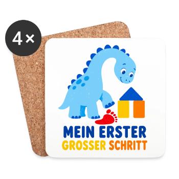 Mein erster großer Schritt – Dino fürs Krippenkind - Untersetzer (4er-Set) - Weiß - Vorne