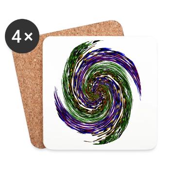 Farbenwirbel Neon Vortex - Untersetzer (4er-Set) - Weiß - Vorne