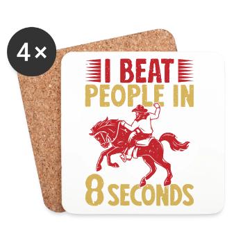 Western Rider I Beat People In 8 Seconds Cowgirls - Coasters (set of 4) - white - Front