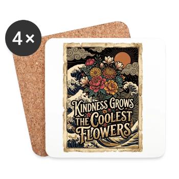 La gentillesse fait pousser les fleurs les plus fraîches - Dessous de verre (lot de 4) - blanc - Devant